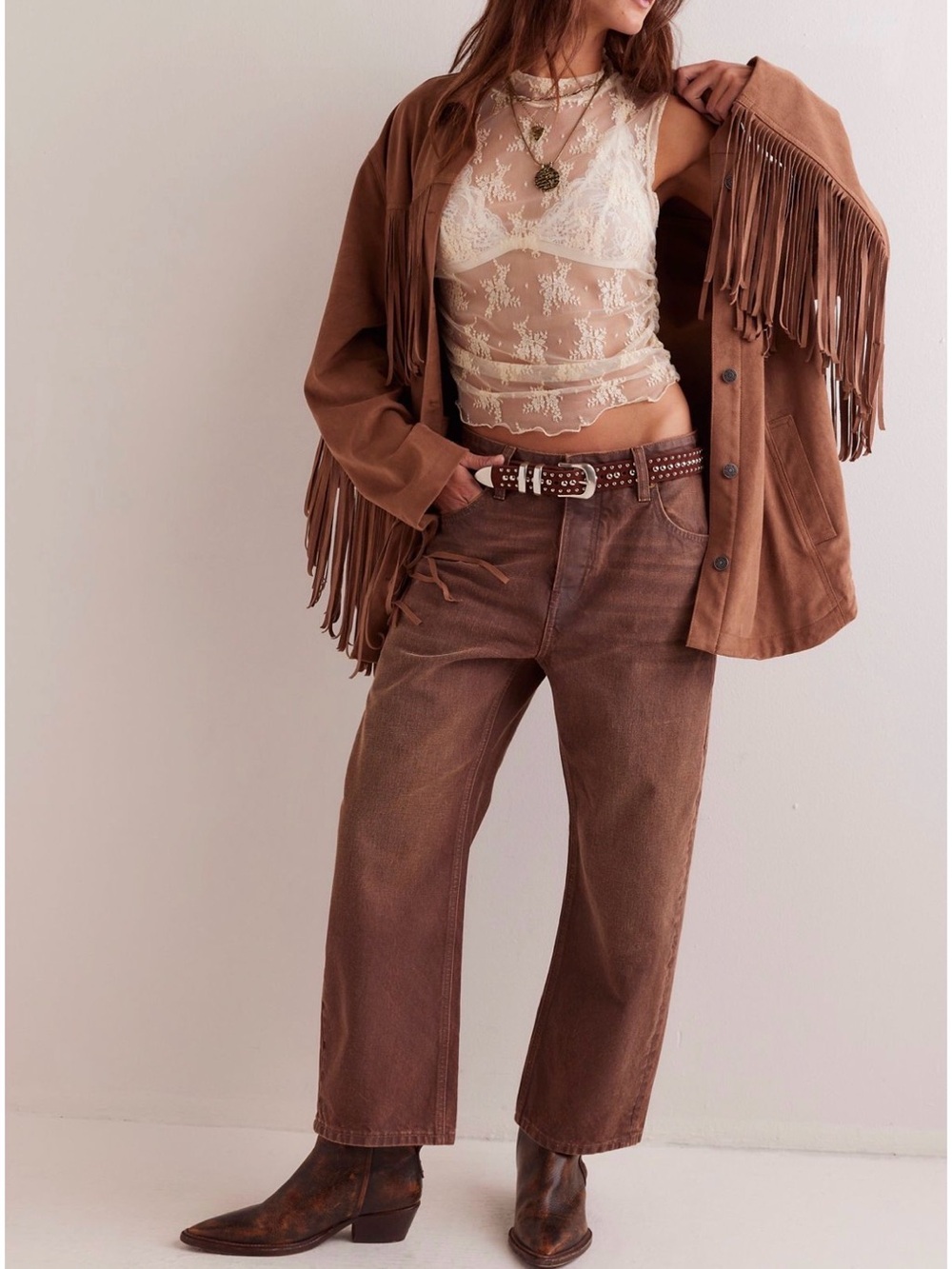 Free people barrel jeans brown size 32